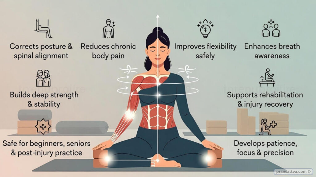Iyengar Yoga alignment using props