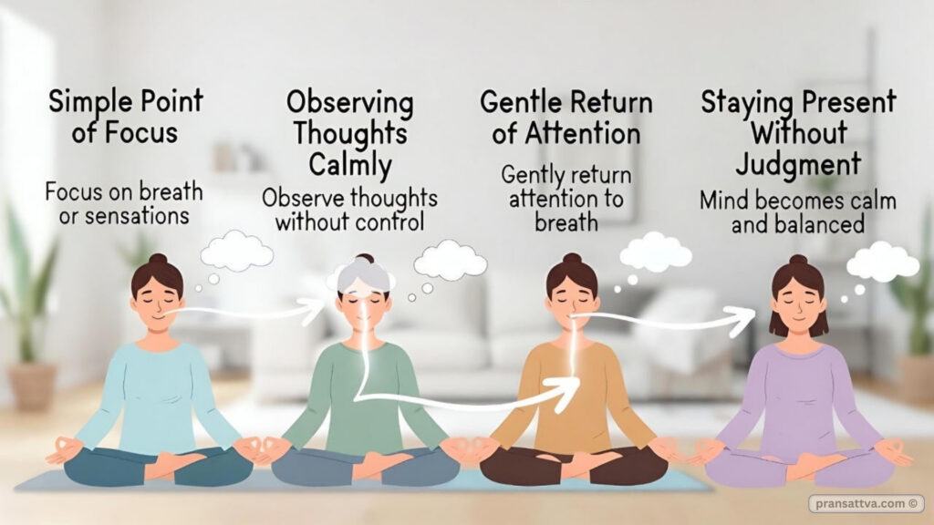 Beginner meditation practice for inner calm, relaxation and mindfulness